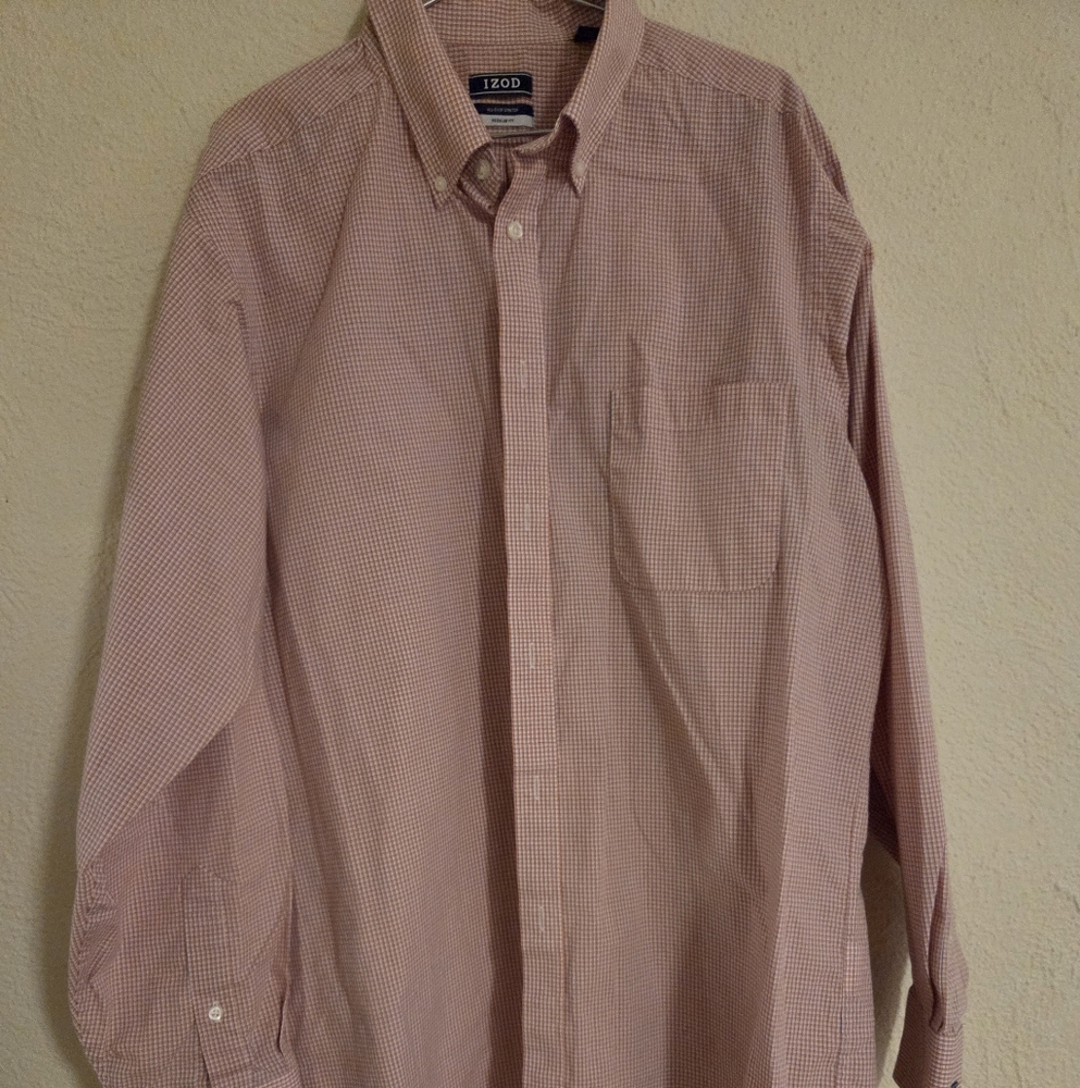 IZOD Men's Casual Orange Plaid Shirt